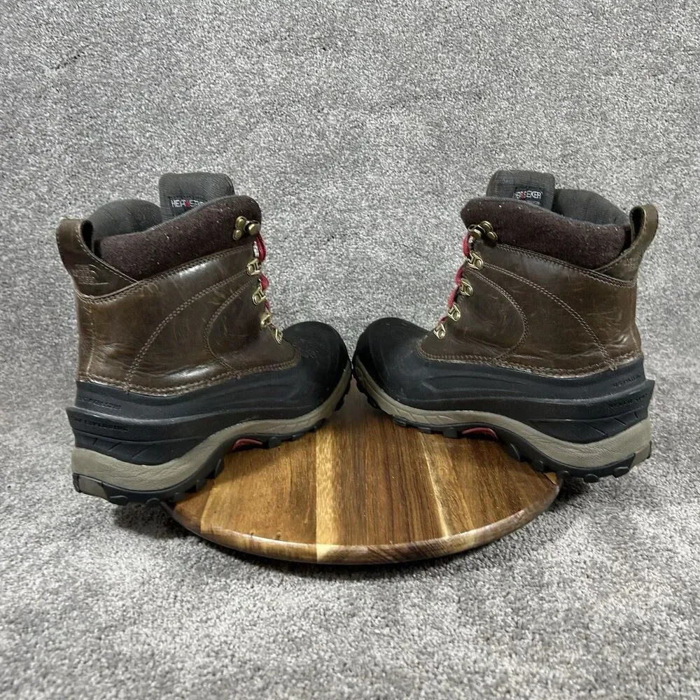 The North Face Chilkat II Luxe Mens Size 9 Black Brown Waterproof Winter Boots